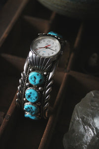 Vintage Sterling Turquoise Cuff Watch.