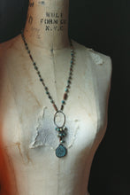 Load image into Gallery viewer, Serpens Hedge Maze. Storyteller Series. Rustic Jasper, Wood &amp; Labyrinth Pendant Necklace.