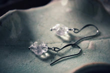 Load image into Gallery viewer, Treasured Waters | Skeleton Flower. Carved Quartz Crystal Earrings.