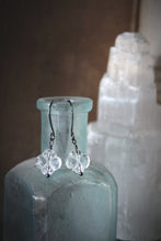 Load image into Gallery viewer, Treasured Waters | Skeleton Flower. Carved Quartz Crystal Earrings.