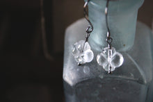 Load image into Gallery viewer, Treasured Waters | Skeleton Flower. Carved Quartz Crystal Earrings.