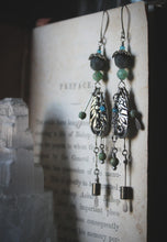 Load image into Gallery viewer, Treasured Waters | Raindrake. Antiqued Silver Fringe Drop Earrings.