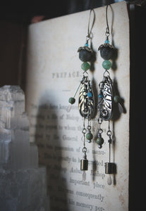 Treasured Waters | Raindrake. Antiqued Silver Fringe Drop Earrings.