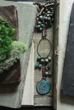 Load image into Gallery viewer, Serpens Hedge Maze. Storyteller Series. Rustic Jasper, Wood &amp; Labyrinth Pendant Necklace.