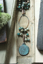 Load image into Gallery viewer, Serpens Hedge Maze. Storyteller Series. Rustic Jasper, Wood &amp; Labyrinth Pendant Necklace.