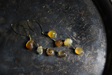 Load image into Gallery viewer, Like Honey. Golden Brass &amp; Polished Topaz Drop Shoulder Dusters.