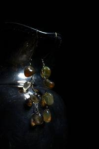 Like Honey. Golden Brass & Polished Topaz Drop Shoulder Dusters.