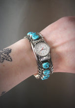 Load image into Gallery viewer, Vintage Sterling Turquoise Cuff Watch.