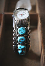 Load image into Gallery viewer, Vintage Sterling Turquoise Cuff Watch.