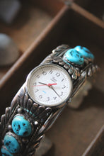 Load image into Gallery viewer, Vintage Sterling Turquoise Cuff Watch.