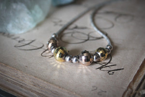 Vintage Sterling Silver Bead Focal Necklace.