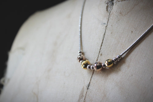 Vintage Sterling Silver Bead Focal Necklace.