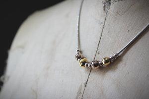 Vintage Sterling Silver Bead Focal Necklace.