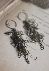 Love Song. Antiqued Brass Fringe Drop Earrings.