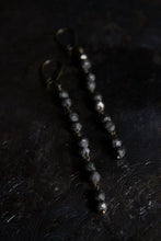 Load image into Gallery viewer, Firefly. Rustic Pyrite Linear Beaded Earrings.