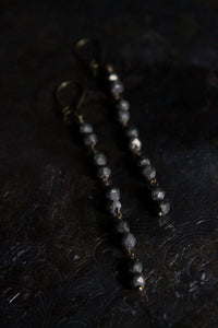 Firefly. Rustic Pyrite Linear Beaded Earrings.