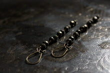 Load image into Gallery viewer, Firefly. Rustic Pyrite Linear Beaded Earrings.