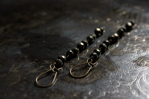 Firefly. Rustic Pyrite Linear Beaded Earrings.