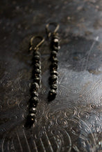 Load image into Gallery viewer, Firefly. Rustic Pyrite Linear Beaded Earrings.