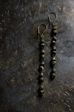 Load image into Gallery viewer, Firefly. Rustic Pyrite Linear Beaded Earrings.