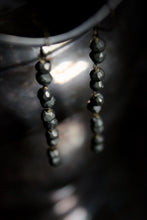 Load image into Gallery viewer, Firefly. Rustic Pyrite Linear Beaded Earrings.