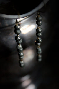 Firefly. Rustic Pyrite Linear Beaded Earrings.