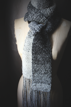 Load image into Gallery viewer, The Ghost House. Storyteller Series. SECOND EDITION. Hand Crocheted Rustic Fringe Scarf.