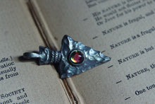 Load image into Gallery viewer, Vintage Pewter Arrowhead &amp; Glass Cabochon Pendant.