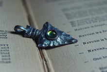 Load image into Gallery viewer, Vintage Pewter Arrowhead &amp; Glass Cabochon Pendant.