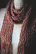 Load image into Gallery viewer, The Lamp Lighters. Storyteller Series. LIMITED EDITION. Hand Crocheted Fringed Scarf.