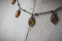 Load image into Gallery viewer, Falling Leaves. Czech Glass Leaf Charm Necklace.