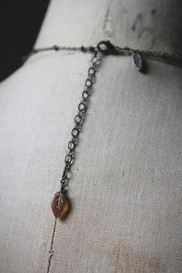 Falling Leaves. Czech Glass Leaf Charm Necklace.