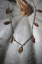 Load image into Gallery viewer, Falling Leaves. Czech Glass Leaf Charm Necklace.