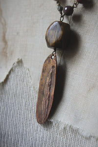 Blue Willow. Mookite, Czech Glass & Copper Pendant Necklace.