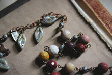 Load image into Gallery viewer, Blue Willow. Mookite, Czech Glass &amp; Copper Pendant Necklace.