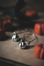 Load image into Gallery viewer, White Pumpkin. Antiqued Silver &amp; Gunmetal Charm Earrings.