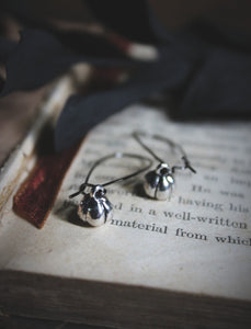 White Pumpkin. Antiqued Silver & Gunmetal Charm Earrings.