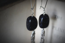 Load image into Gallery viewer, The Night Sky Collection | Comet. Blue Goldstone &amp; Fringe Shoulder Duster Earrings.