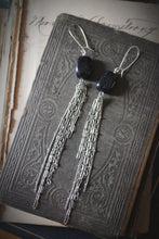 Load image into Gallery viewer, The Night Sky Collection | Comet. Blue Goldstone &amp; Fringe Shoulder Duster Earrings.