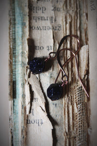 The Night Sky Collection | Starlight. Celestial Blue Goldstone Earrings.