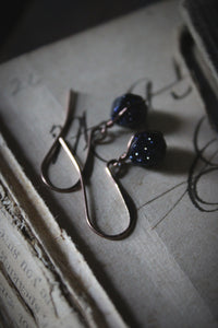 The Night Sky Collection | Starlight. Celestial Blue Goldstone Earrings.