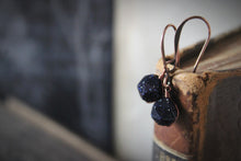 Load image into Gallery viewer, The Night Sky Collection | Starlight. Celestial Blue Goldstone Earrings.