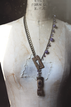 Load image into Gallery viewer, Tidings Curiosity Shoppe. Storyteller Series. Antique Escutcheon &amp; Figa Statement Necklace.