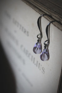 Rain. Minimalist Petite Glass Droplet Earrings.