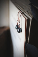 Load image into Gallery viewer, Blackbird. Minimalist Glass Droplet Earrings.