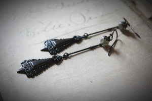 Hexensalbe. Antiqued Brass & Gemstone Earrings.