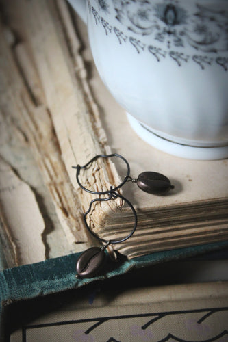 Morning Ritual | Coffee Lovers. Artisan Glass Bead Hoop Earrings.