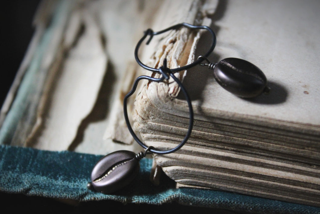 Morning Ritual | Coffee Lovers. Artisan Glass Bead Hoop Earrings.