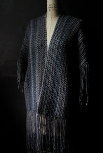 Rustic Hand Crocheted Fringed Cloak . wild & willow Collection. "Direwolf".