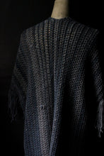 Load image into Gallery viewer, Rustic Hand Crocheted Fringed Cloak . wild &amp; willow Collection. &quot;Direwolf&quot;.